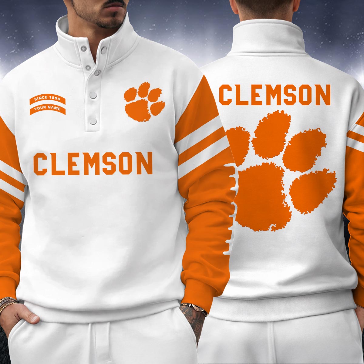 Clemson Tigers High Neck Button Sweatshirt – Nousty