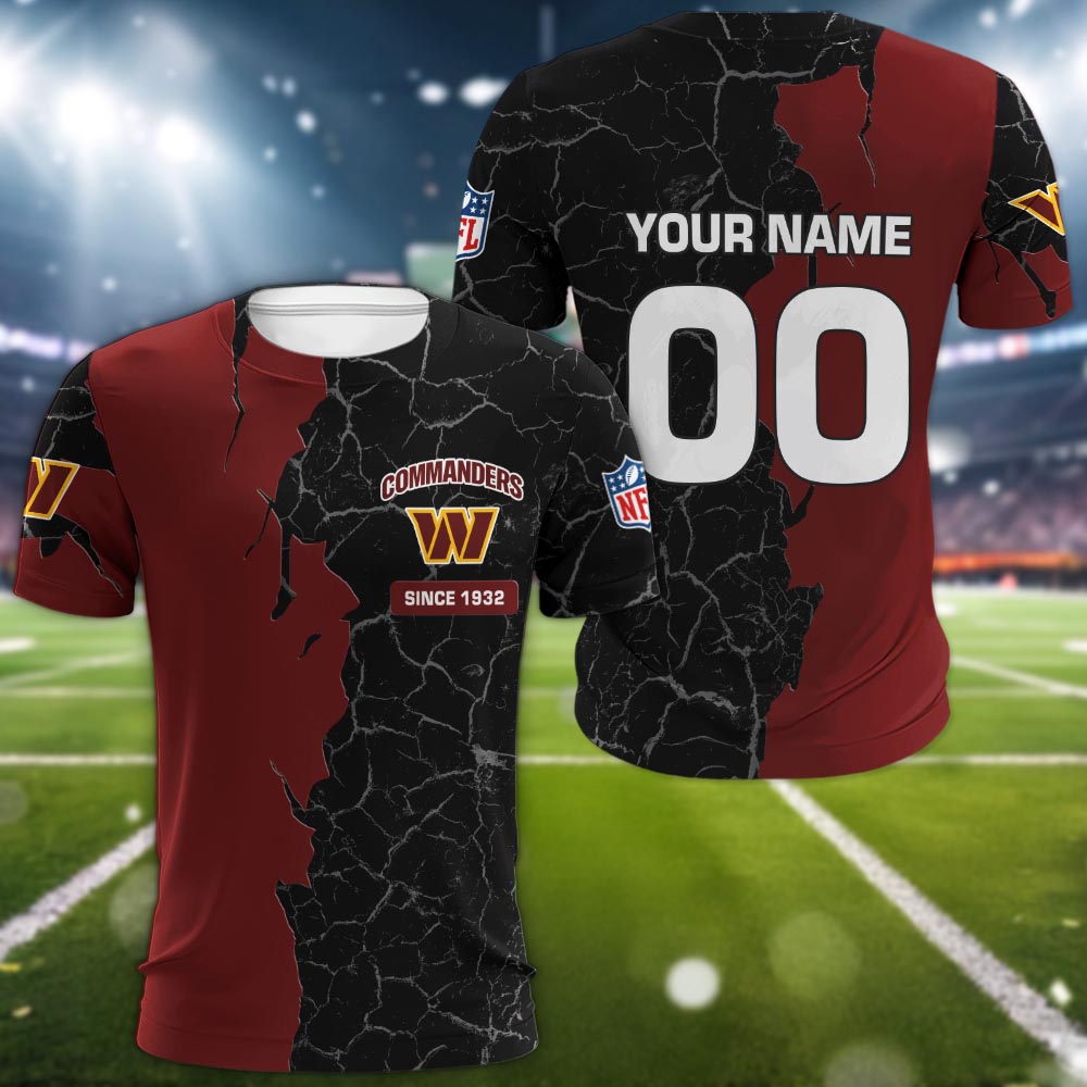 Washington Commanders 3D Cracked Design Personalized Apparel – Nousty