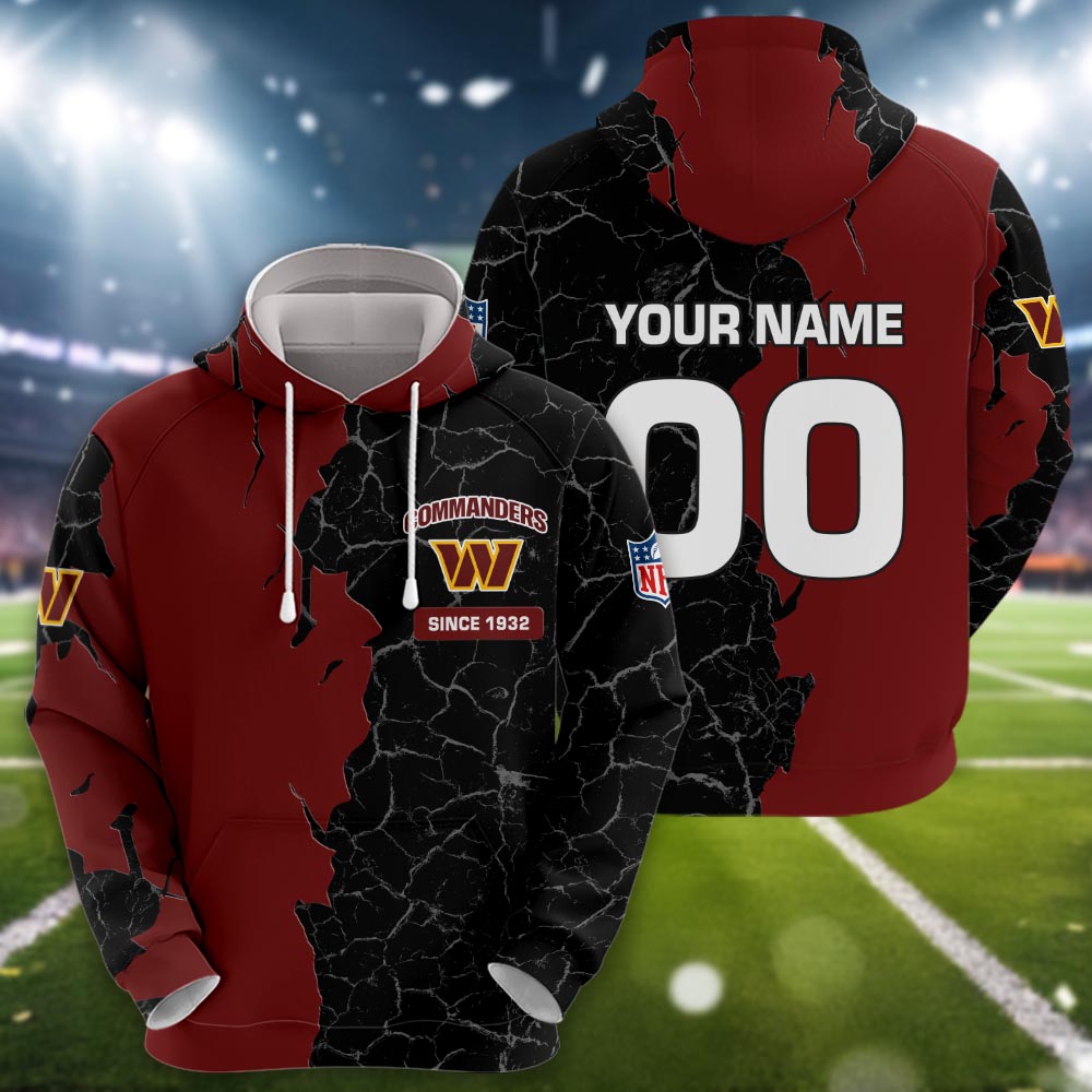 Washington Commanders 3D Cracked Design Personalized Apparel – Nousty