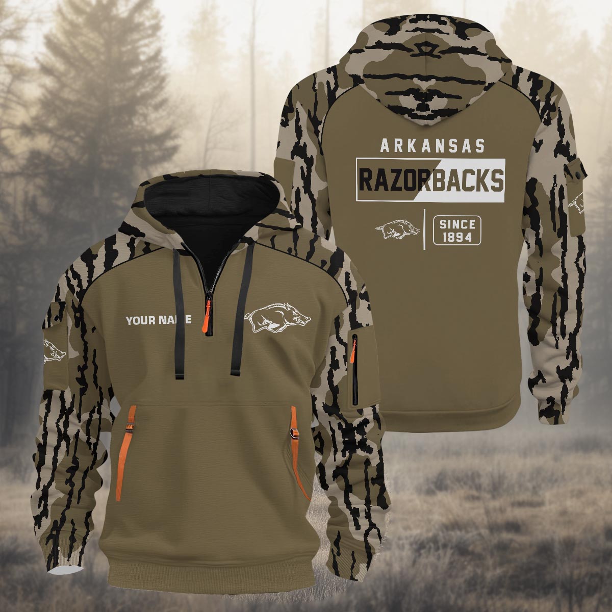 Arkansas Razorbacks Hunting Camo Quarter-Zip Hoodie – Nousty