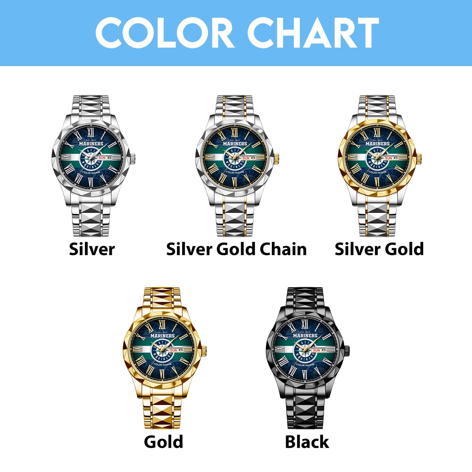 Seattle Mariners Alloy Luxury Quartz Watch – Nousty
