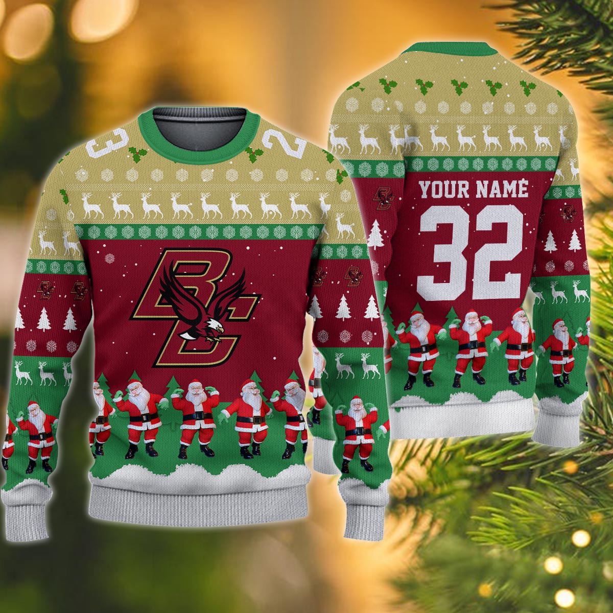 Boston College Eagles Personalized Christmas Ugly Sweater – Nousty