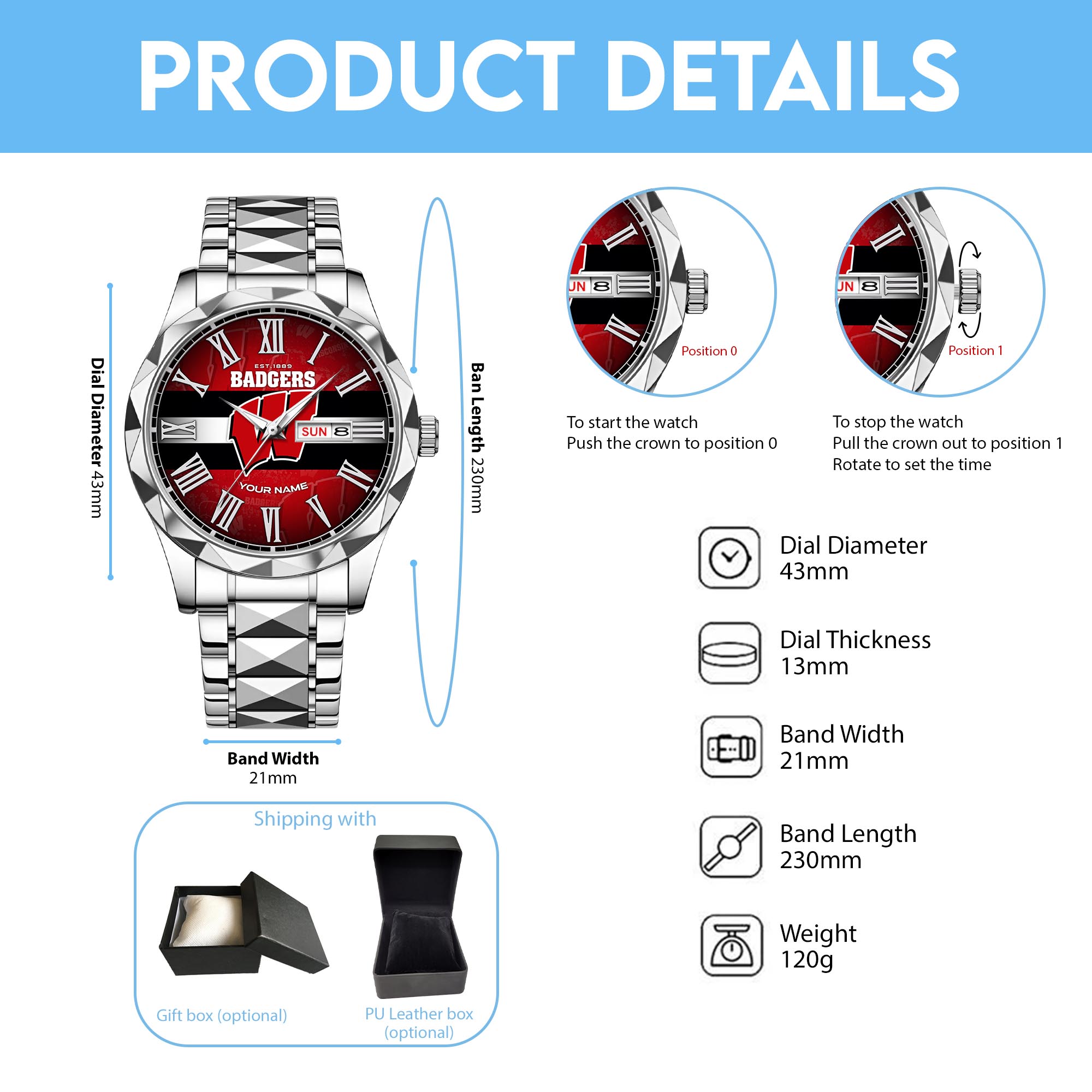 Wisconsin Watch Wisconsin Badgers Alloy Luxury Quartz Watch – Royaljacket