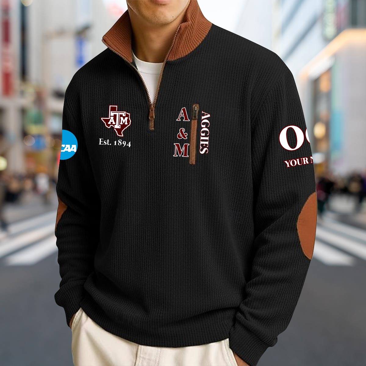 Texas A&M Aggies Men’s Striped Half-Zip Sweatshirt – Nousty