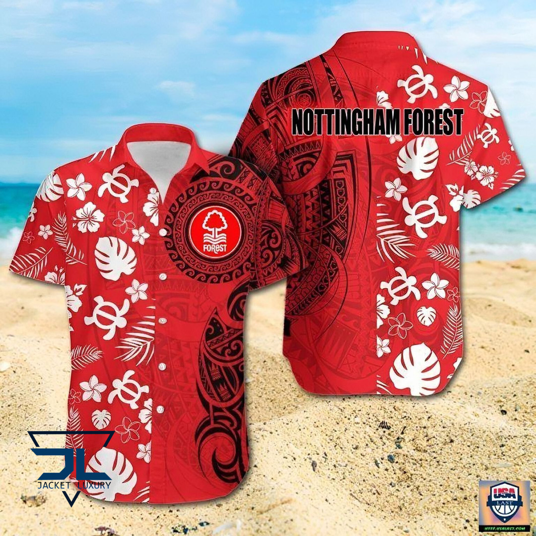 Nottingham Forest F.C red 2022 tropical summer hawaiian shirt
