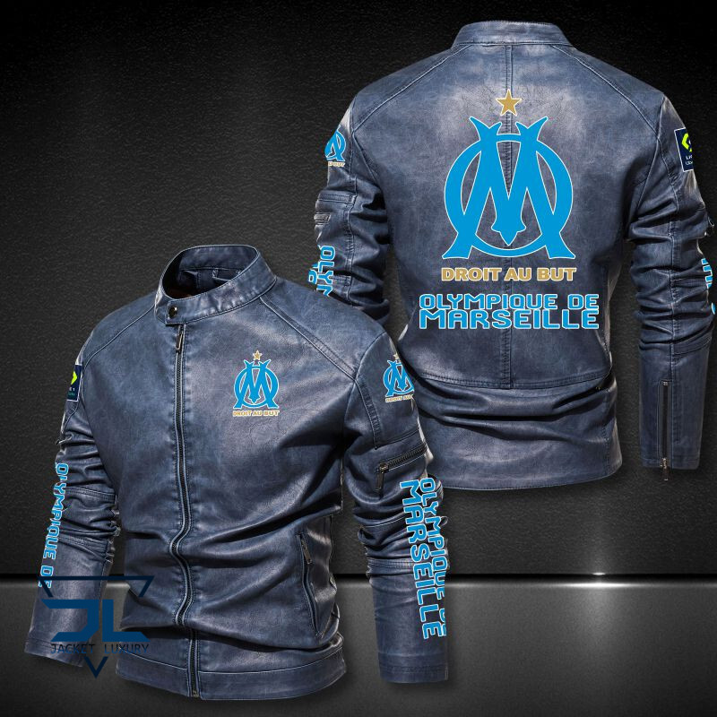 Olympique de Marseille Droit Au But Block Leather Jacket1