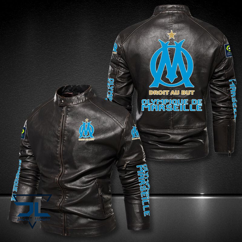 Olympique de Marseille Droit Au But Block Leather Jacket2