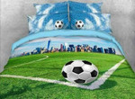 3D Soccer Field and City Scenery Printed Luxury 4-Piece Bedding Sets/Duvet Covers , Comforter Set
