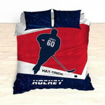 Hockey Bedding, Hat-Trick, Personalized Duvet or Comforter, Custom Hockey Bedding, Caps Bedding, Red, Navy, White, King, Queen, Twin , Comforter Set