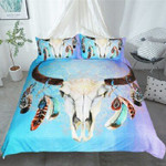 Blue Floral Skulls Bedding Cover Set , Comforter Set