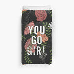 You Go Girl With Florals 3D Personalized Customized Duvet Cover Bedding Sets Bedset Bedroom Set , Comforter Set