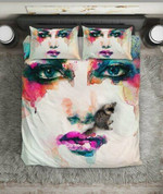 Lady Face Watercolor Print PQ 0019 PQ ART HOP 3D Customized Bedding Sets Duvet Cover Bedlinen Bed set , Comforter Set