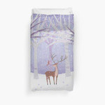 Deer - Squirrel - Winter - Snow - Forest 3D Personalized Customized Duvet Cover Bedding Sets Bedset Bedroom Set , Comforter Set