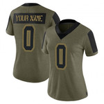Custom Dallas Cowboys Women's Limited Custom 2021 Salute To Service Jersey - Olive