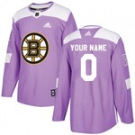  Custom Boston Bruins Men's Authentic Fights Cancer Practice Jersey - Purple