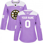  Custom Boston Bruins Women's Authentic Fights Cancer Practice Jersey - Purple