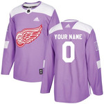 Custom Detroit Red Wings  Authentic Hockey Fights Cancer Practice Jersey (Purple)
