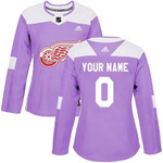 Custom Detroit Red Wings  Women's Authentic Hockey Fights Cancer Practice Jersey (Purple)