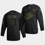 Custom #00 Detroit Red Wings 2020 Salute To Service Authentic Black Jersey