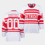 Custom #00 Detroit Red Wings Retro Vintage White Jersey - Youth