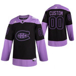 Custom Montreal Canadiens Hockey Fights Cancer Purple Authentic Jersey - Youth