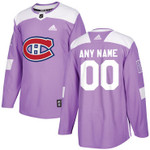 Men's Montreal Canadiens Purple Pink Custom  Hockey Fights Cancer Practice Jersey