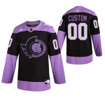 Custom Ottawa Senators Hockey Fights Cancer Purple Authentic Jersey