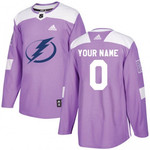 Tampa Bay Lightning Custom Official Purple  Authentic Men Fights Cancer Practice NHL Hockey Jersey