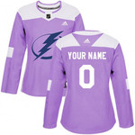 Tampa Bay Lightning Custom Official Purple  Authentic Women's Fights Cancer Practice NHL Hockey Jersey