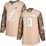 Tampa Bay Lightning Custom Official Camo  Authentic Youth Veterans Day Practice NHL Hockey Jersey