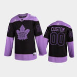 Men Toronto Maple Leafs Custom #00 2021 Hockey Fights Cancer Night Purple Jersey