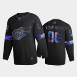 Men's Detroit Red Wings Custom #00 Iridescent Holographic Black Authentic Jersey