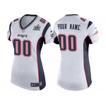 Women New England Patriots White Super Bowl LII Bound Game Customized Jersey