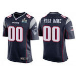 Youth New England Patriots Navy Super Bowl LII Bound Game Customized Jersey