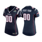 Women New England Patriots Navy Super Bowl LII Bound Game Customized Jersey