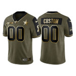 Custom #00 Dallas Cowboys 2021 Salute To Service Golden Limited Jersey - Olive