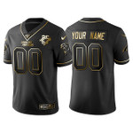 Men's Carolina Panthers #00 Custom 100th Season Black Gold Logo Jersey