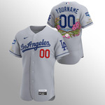 Men's Los Angeles Dodgers Custom 2020 World Series Champions Gray Tommy Bahama Authentic Jerseyb