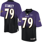 Men's Baltimore Ravens 79 Ronnie Stanley Elite Purple/Black Fadeaway Jersey