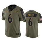 Baltimore Ravens #6 Patrick Queen Olive 2021 Salute To Service Limited Jersey - Youth