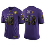 Baltimore Ravens #48 Patrick Queen 25th Anniversary Speed Machine Golden Limited Jersey - Purple