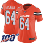 Limited Women's JC Tretter Orange Alternate Jersey - #64 Football Cleveland Browns 100th Season Vapor Untouchable