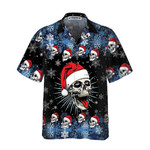 Santa Skull & Snowflake Hawaiian Shirt, Funny Christmas Skull Shirt, Best Christmas Gift Idea