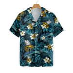 Tropical Blue Leaves & Bees Hawaiian Shirt