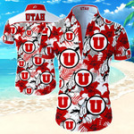 Utah Utes Football Hawaiian Shirt Summer Button Up Shirt For Men Beach Wear Short Sleeve Hawaii Shirt