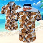 Mlb Baltimore Orioles Logo Hawaiian Shirt Summer Button Up Shirt For Men Beach Wear Short Sleeve Hawaii Shirt