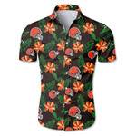 Cleveland browns tropical flower Hawaiian Shirt White Men Women Beach Wear Short Sleeve Hawaii Shirt