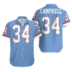 Houston Oilers Earl Campbell Light Blue 1980 Throwback Retired Player jersey inspired style Hawaiian Shirt