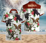 Godzilla Hawaiian Shirt White Men Women Beach Wear Short Sleeve Hawaii Shirt