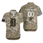 Detroit Tigers Camouflage Veteran 3d Personalized Hawaiian Shirt